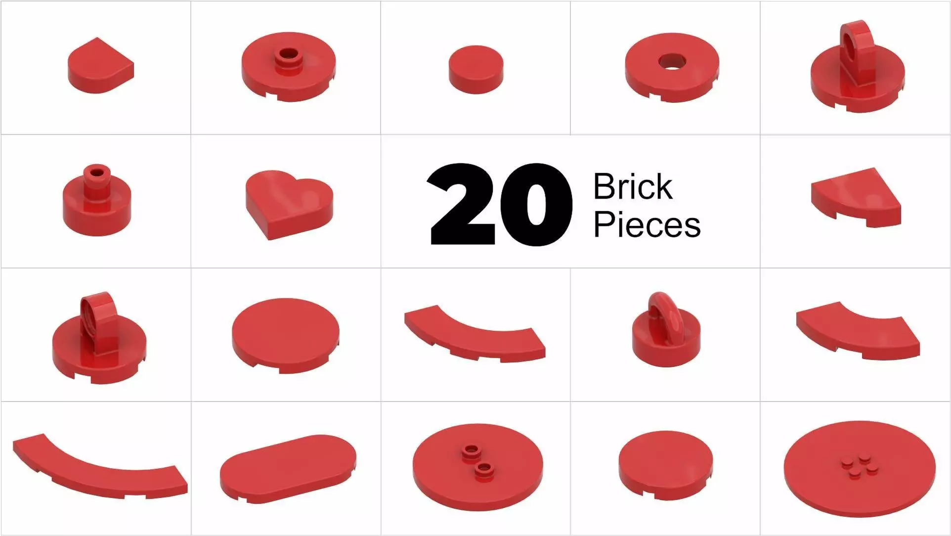 TwindBricks3D - 20 Bricks Tile Round collection 3D print model_0