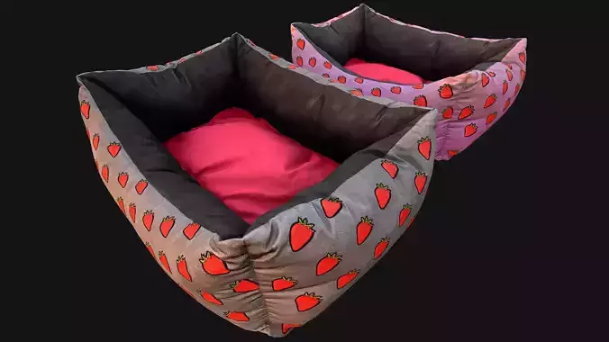 Dog Cat Pet Bed Strawberry Print Low-poly 3D model