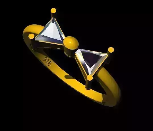 triangular stone ring 3dm file 3D print model