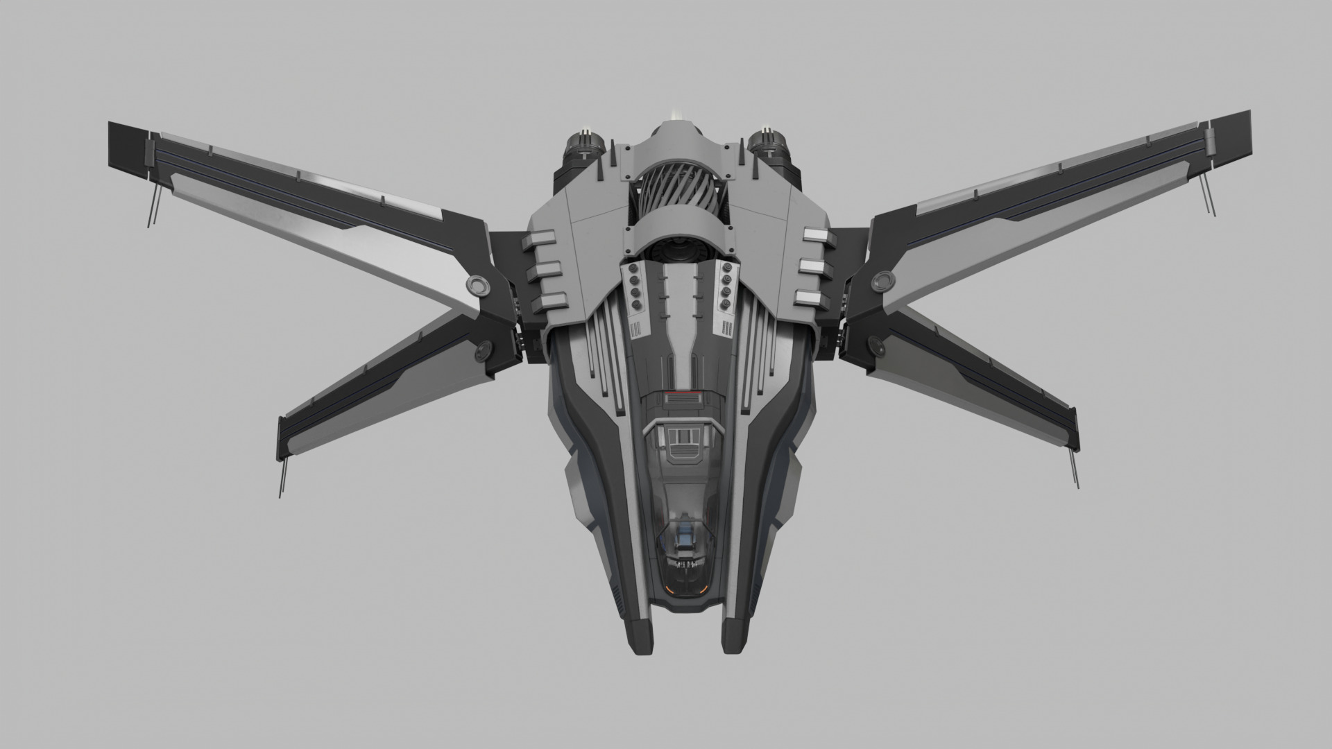 Scifi Ship with Interior 3D model_1