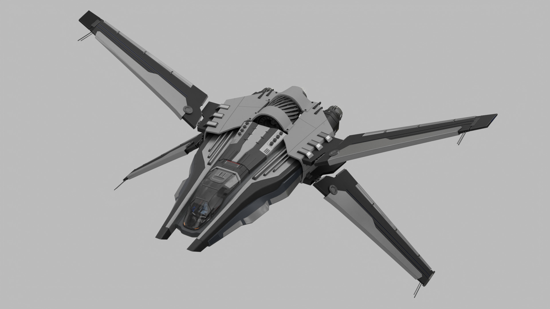 Scifi Ship with Interior 3D model_2