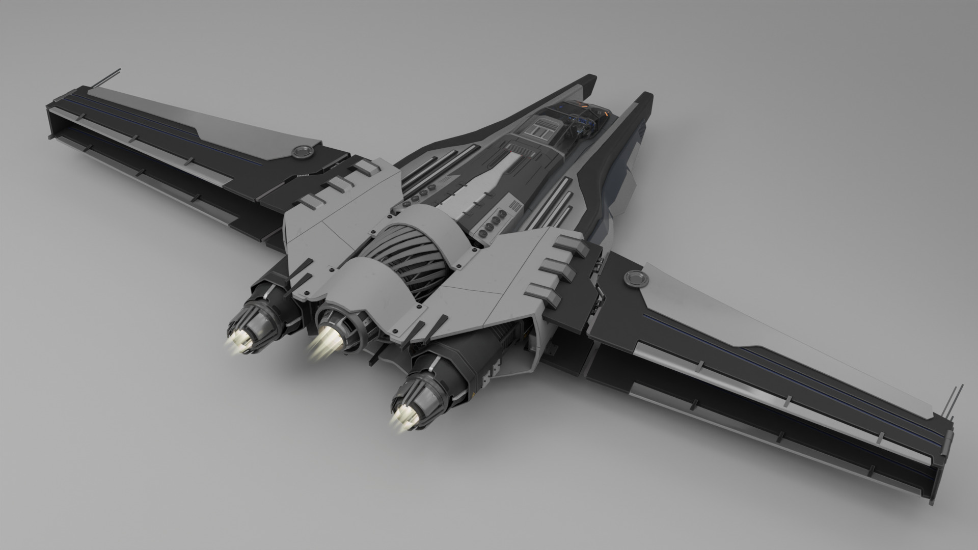 Scifi Ship with Interior 3D model_3