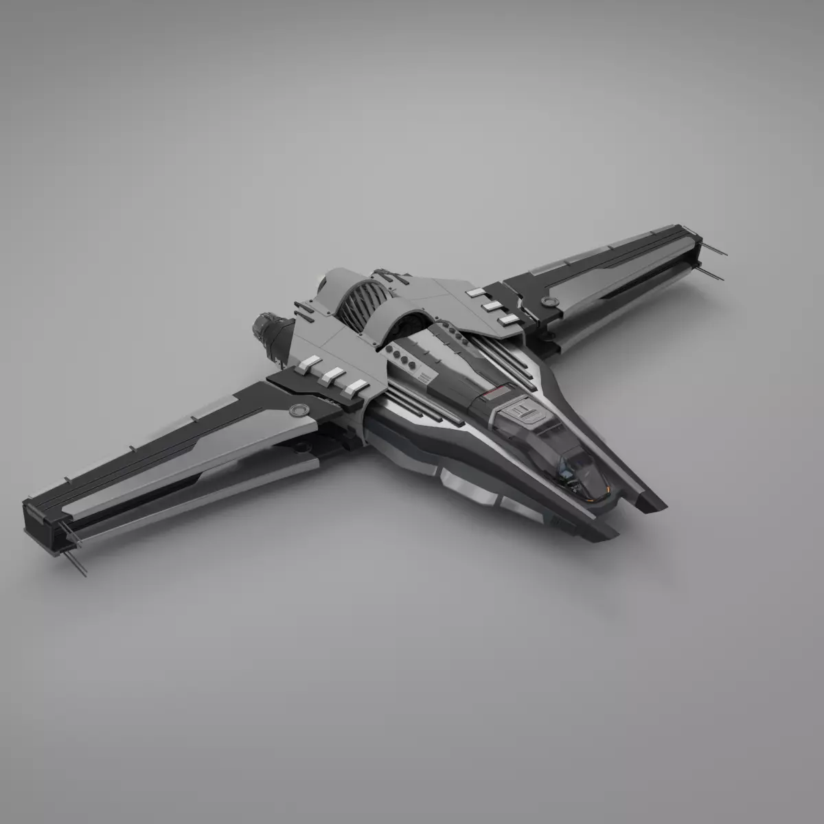 Scifi Ship with Interior 3D model_0