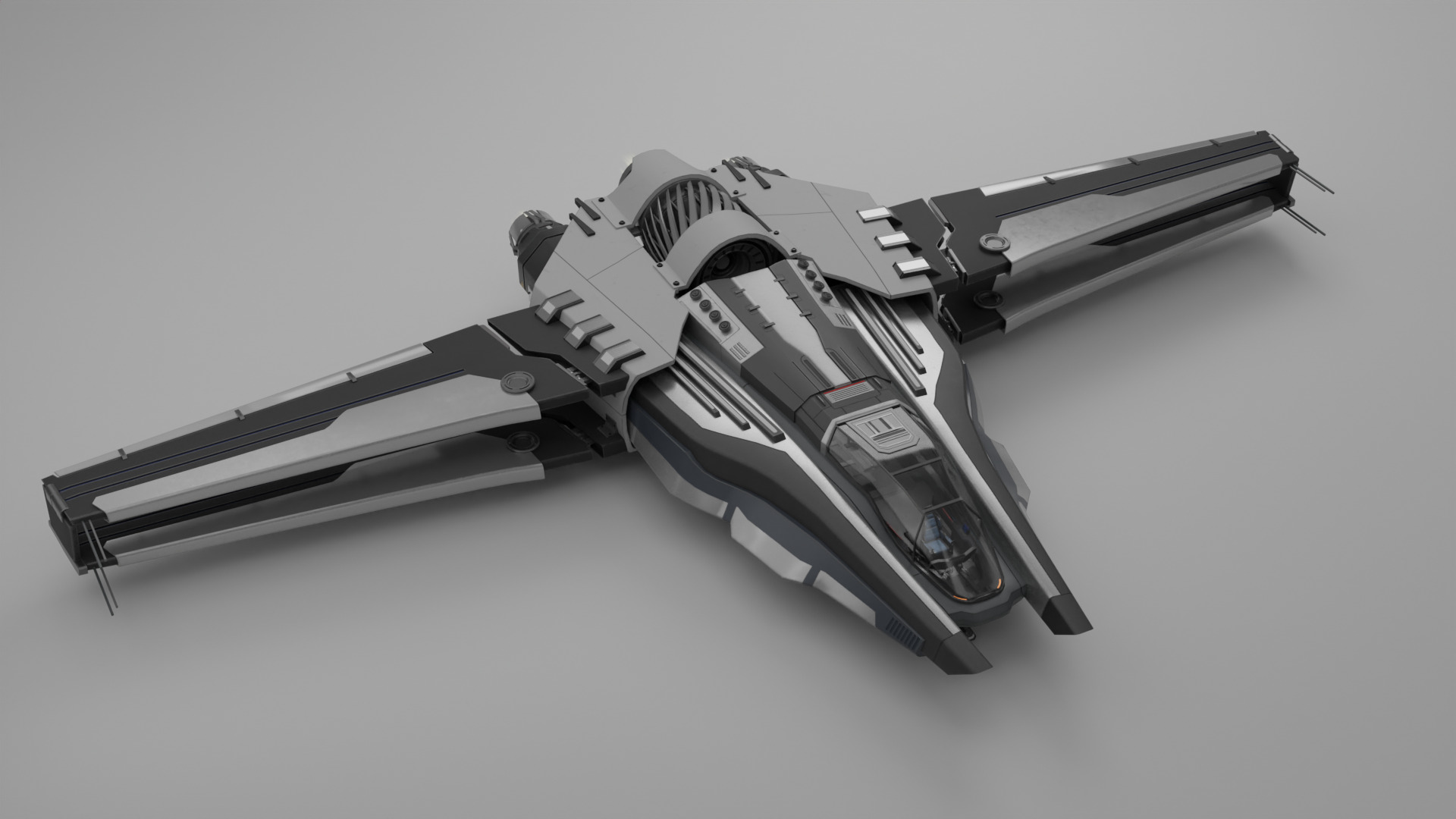 Scifi Ship with Interior 3D model_6