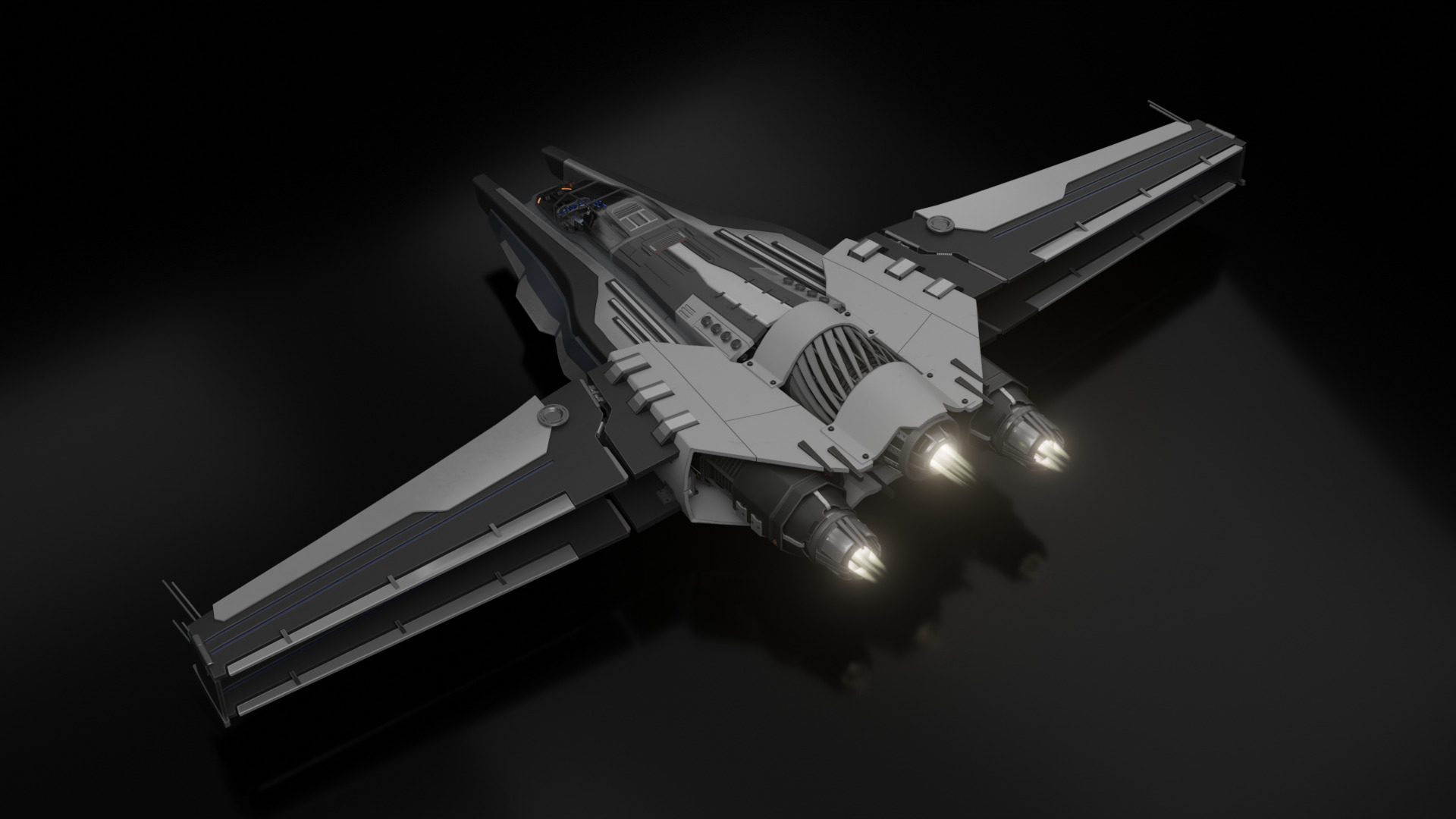 Scifi Ship with Interior 3D model_14