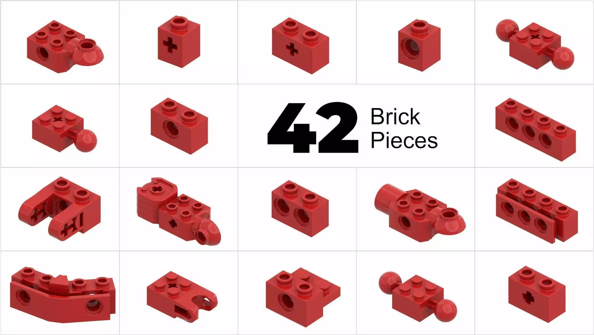 TwindBricks3D - 42 Technic Brick collection 3D print model_0