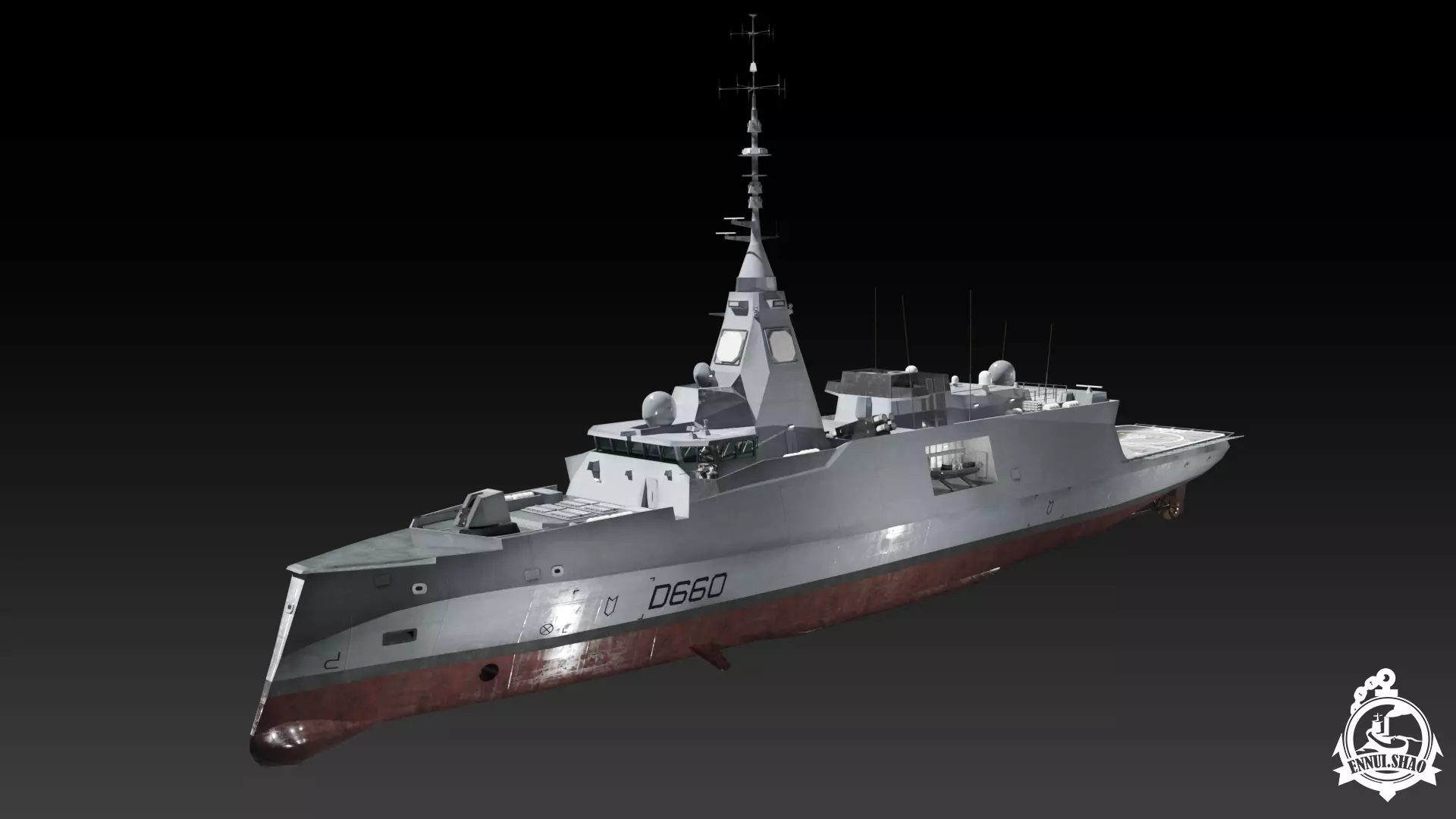 FDI frigate FS Amiral Ronarch gameready Low-poly 3D model