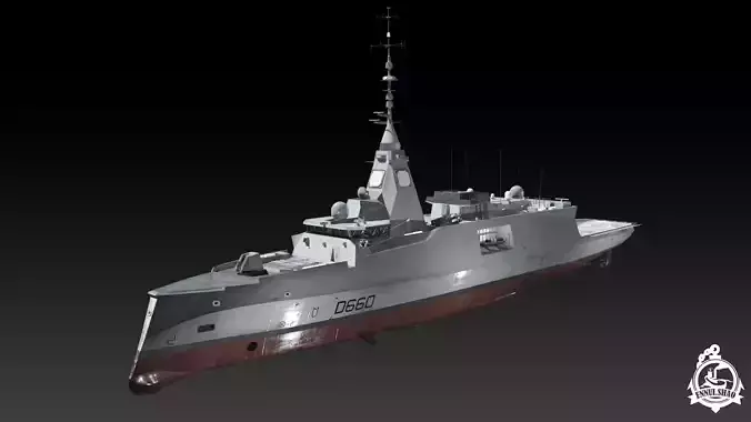 FDI frigate FS Amiral Ronarch Low-poly 3D model