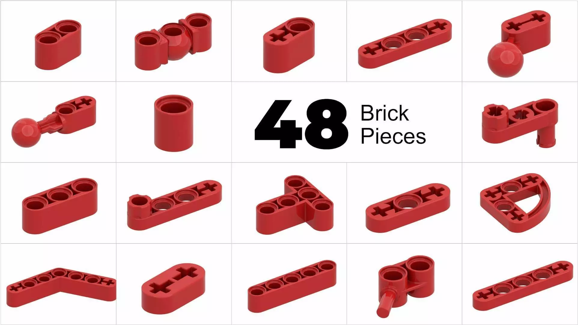 TwindBricks3D - 48 Technic Liftarm collection 3D print model_0