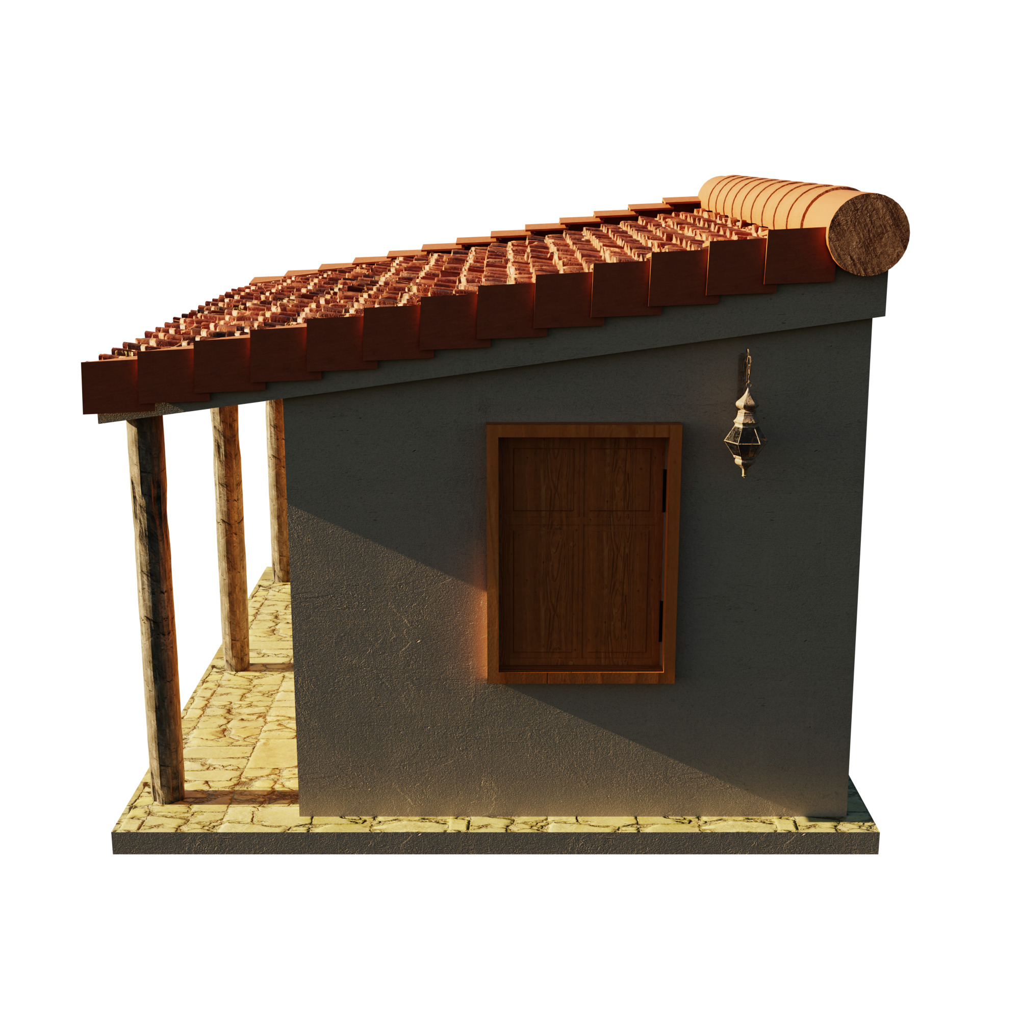 Furnished Village Cottage Game Ready Model Low-poly 3D model_1