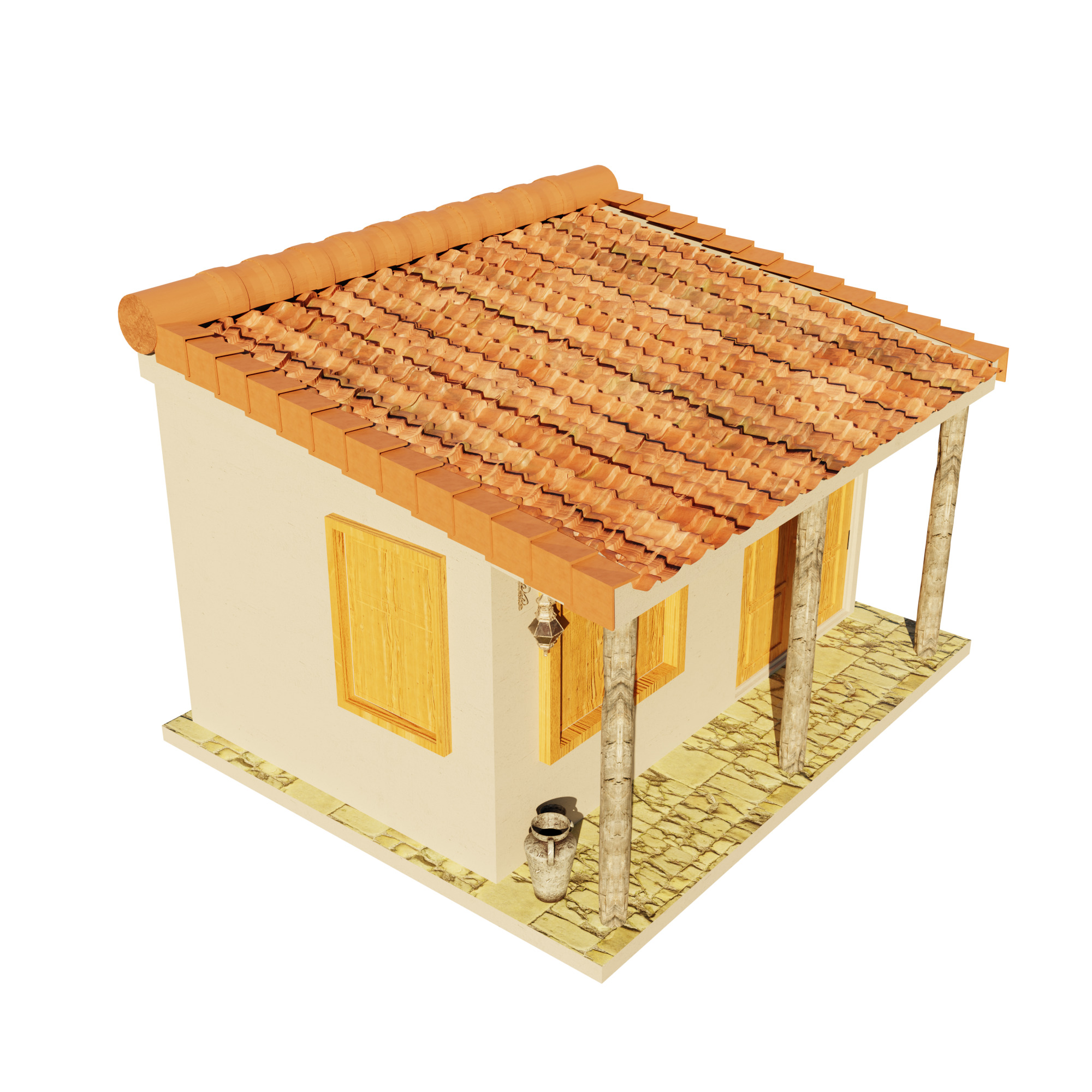 Furnished Village Cottage Game Ready Model Low-poly 3D model_4