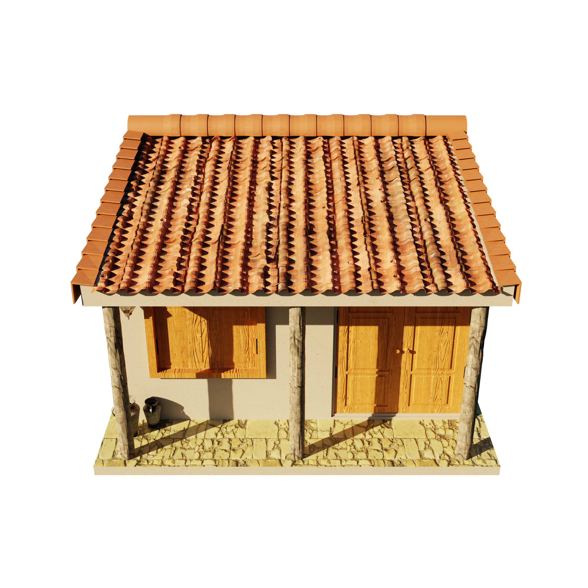 Furnished Village Cottage Game Ready Model Low-poly 3D model_3