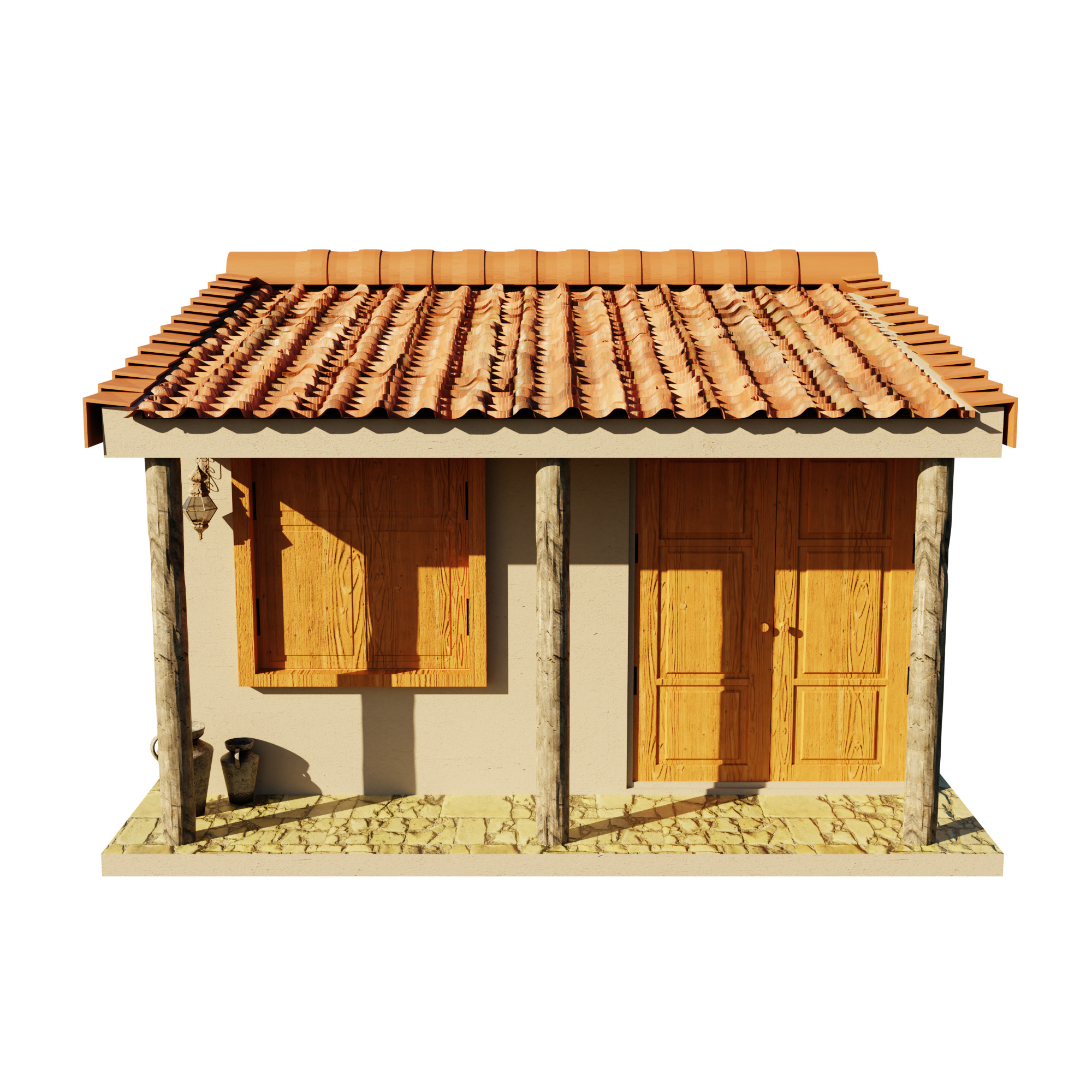 Furnished Village Cottage Game Ready Model Low-poly 3D model_2