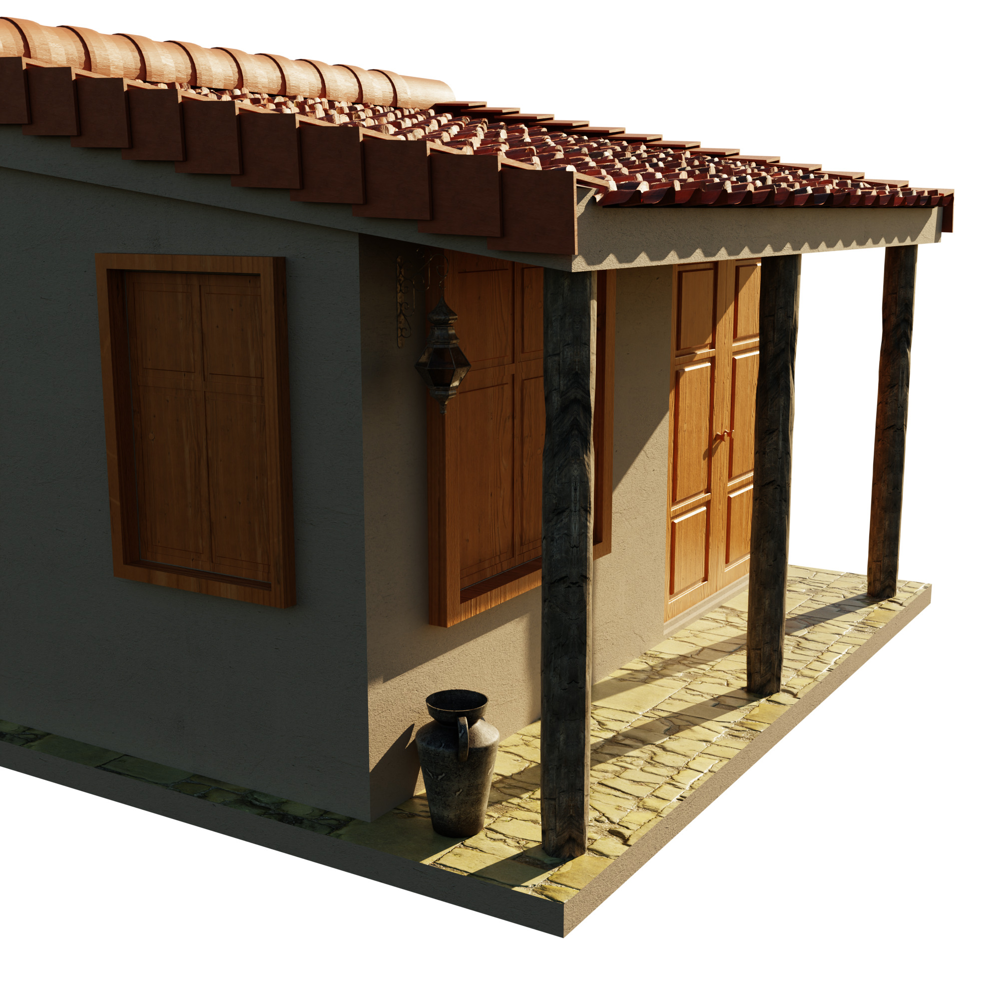 Furnished Village Cottage Game Ready Model Low-poly 3D model_6