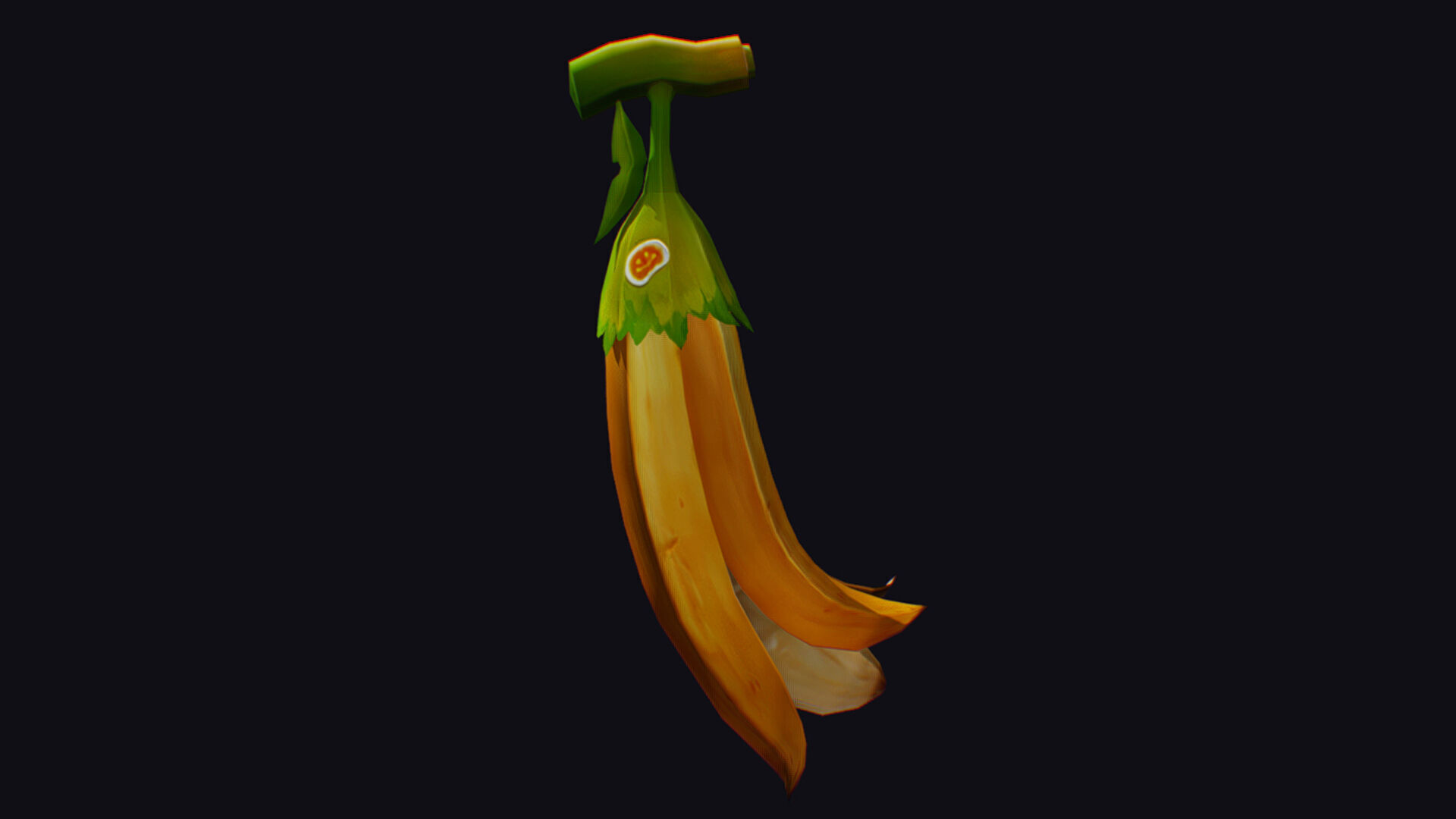 Banana Fresh Fruit Berry Dangling Branch Cartoon Plant Low-poly 3D model_5