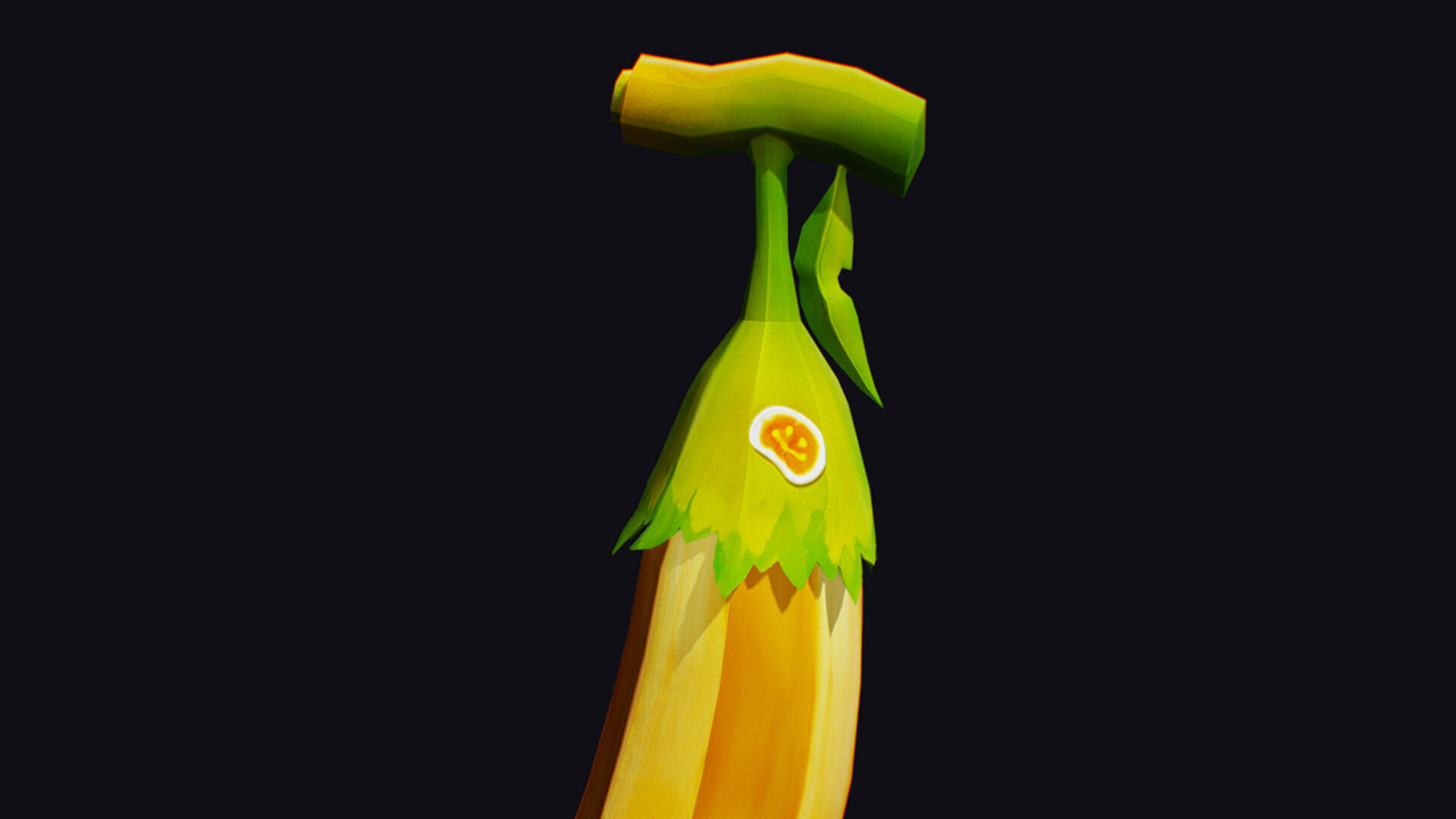 Banana Fresh Fruit Berry Dangling Branch Cartoon Plant Low-poly 3D model_9