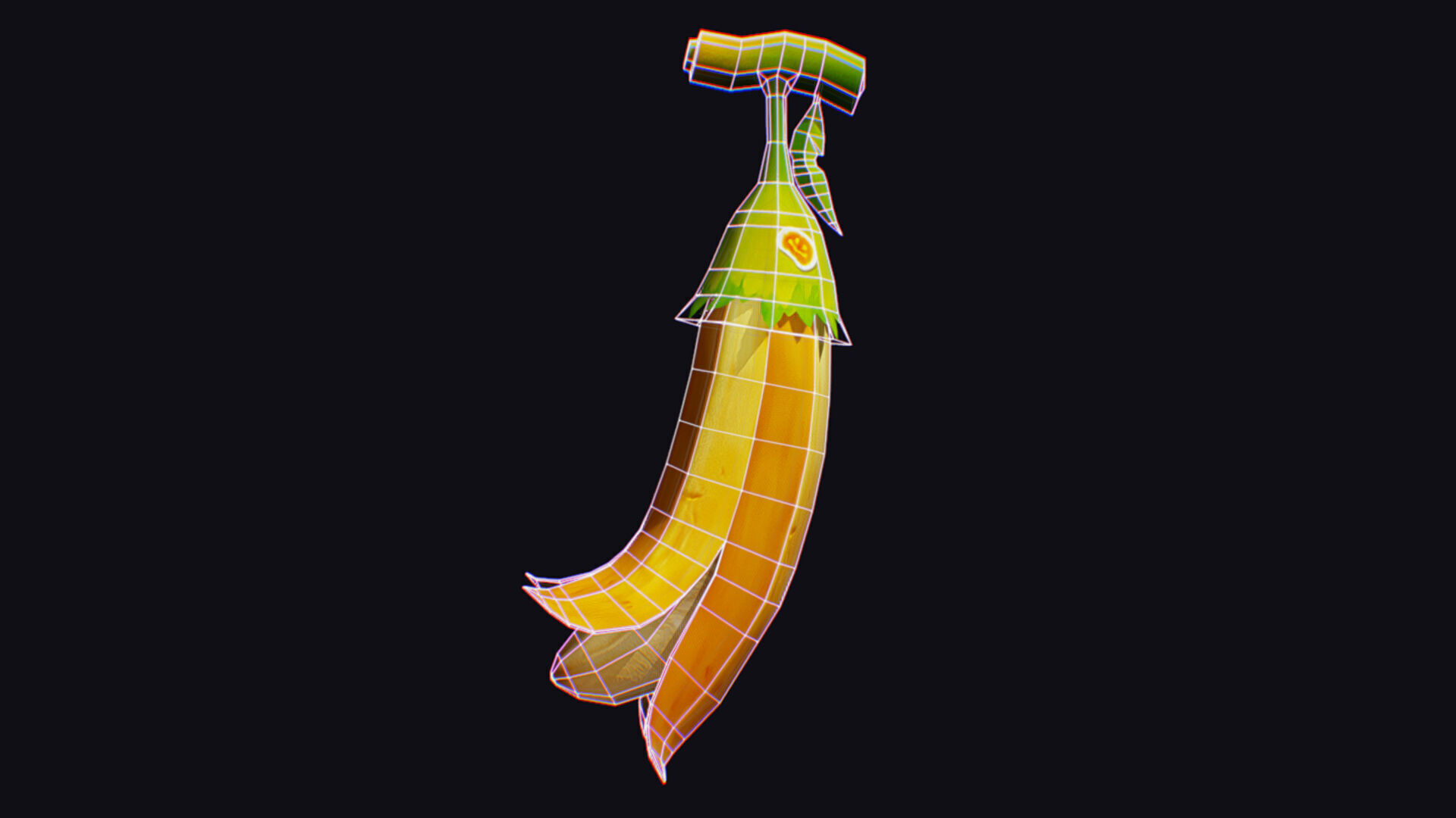 Banana Fresh Fruit Berry Dangling Branch Cartoon Plant Low-poly 3D model_14