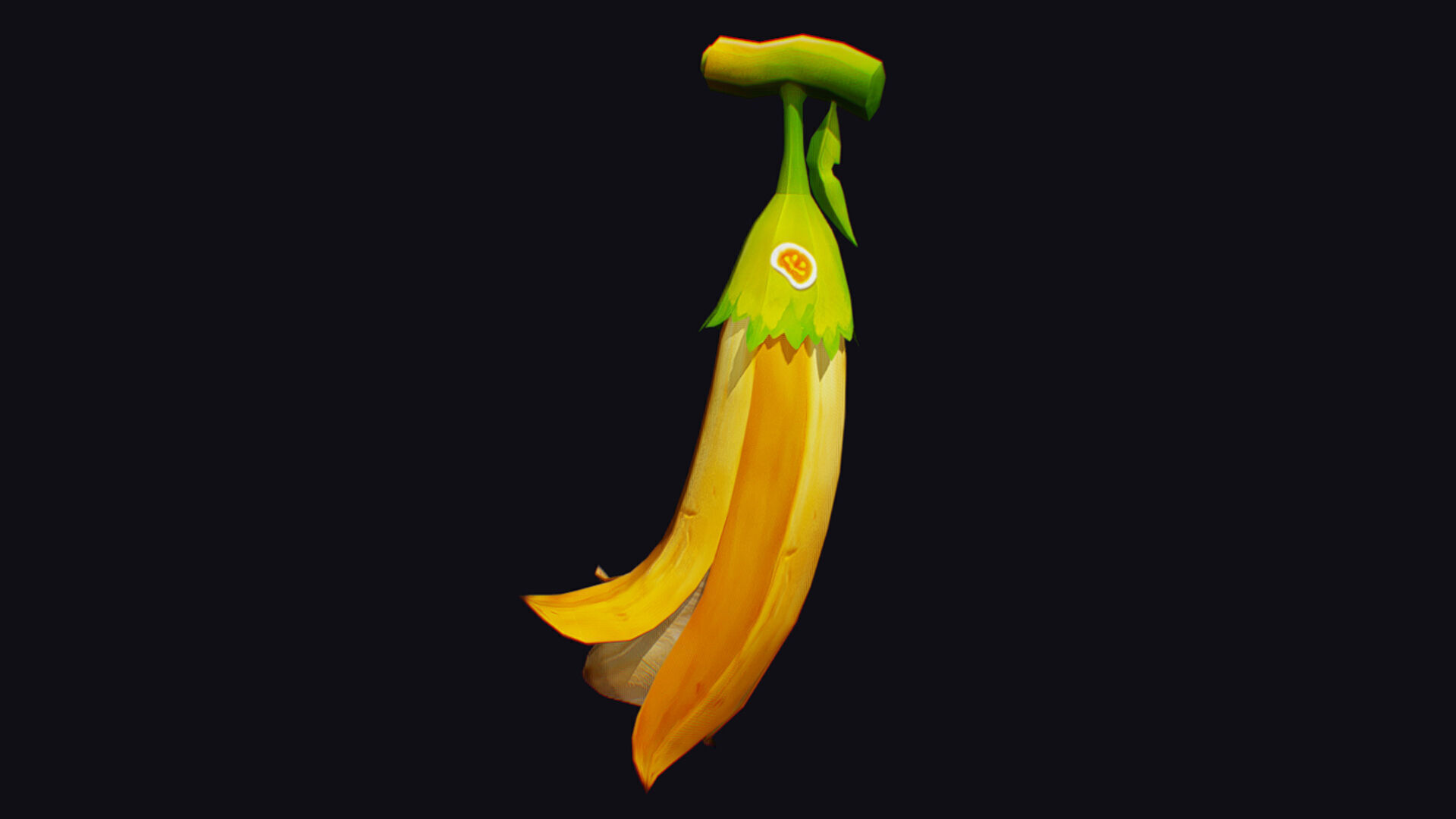 Banana Fresh Fruit Berry Dangling Branch Cartoon Plant Low-poly 3D model_1