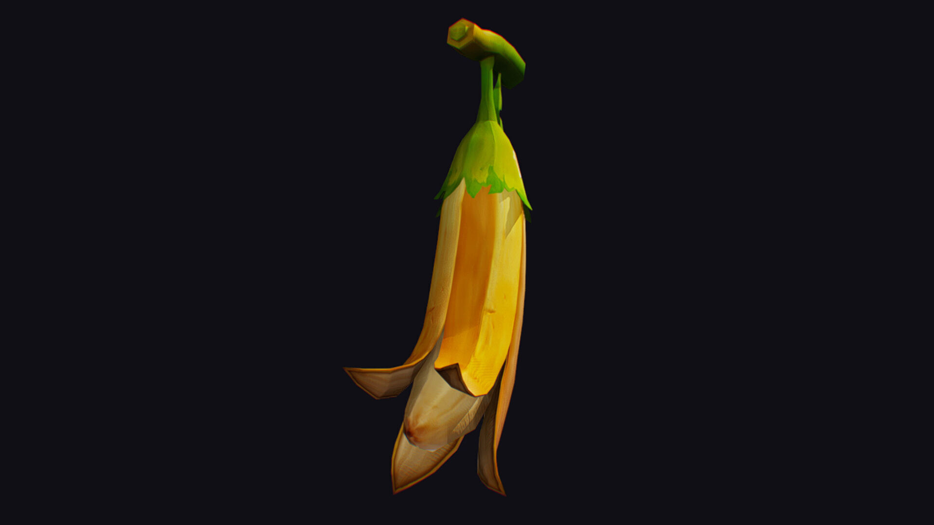 Banana Fresh Fruit Berry Dangling Branch Cartoon Plant Low-poly 3D model_8