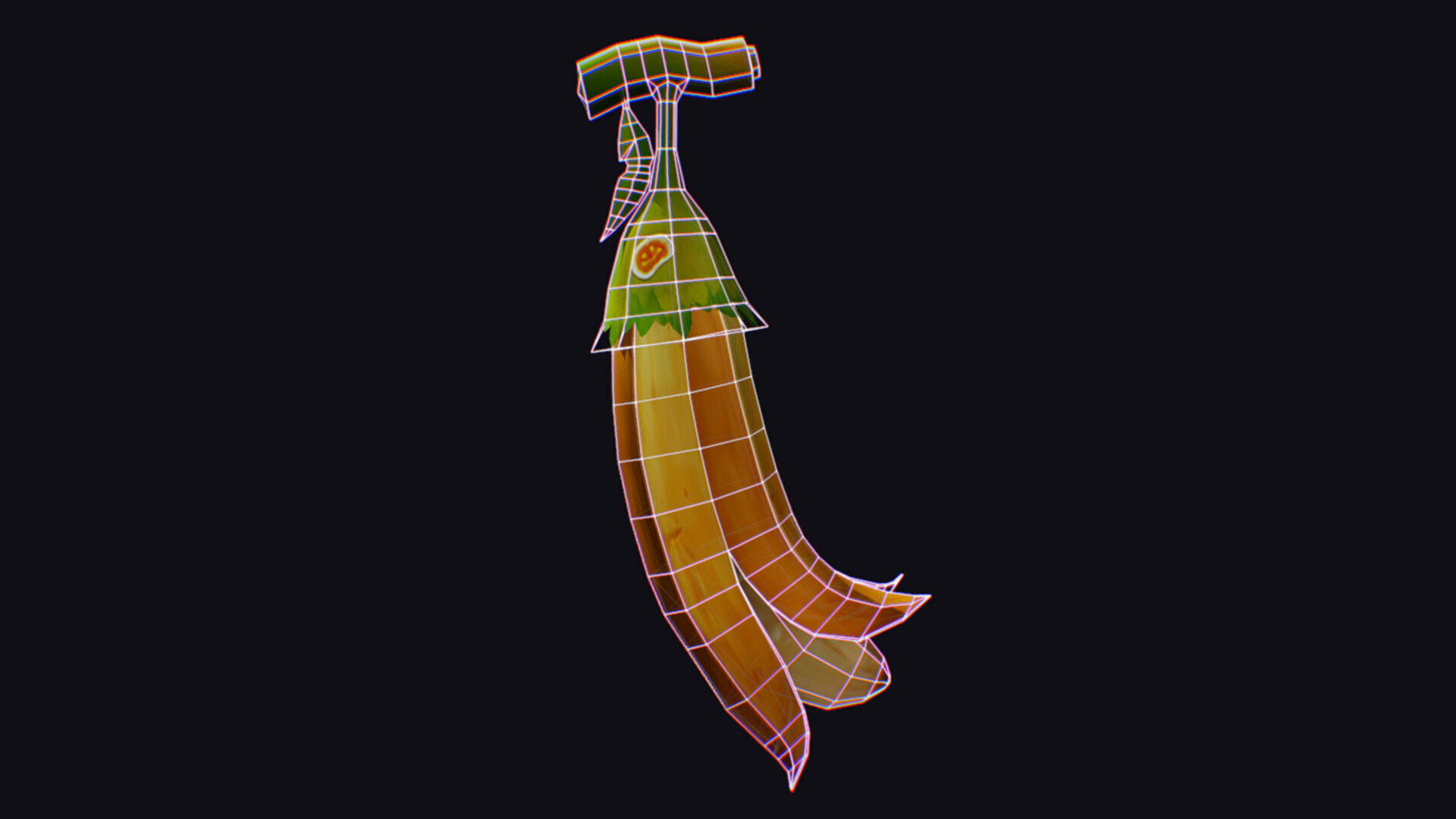 Banana Fresh Fruit Berry Dangling Branch Cartoon Plant Low-poly 3D model_12