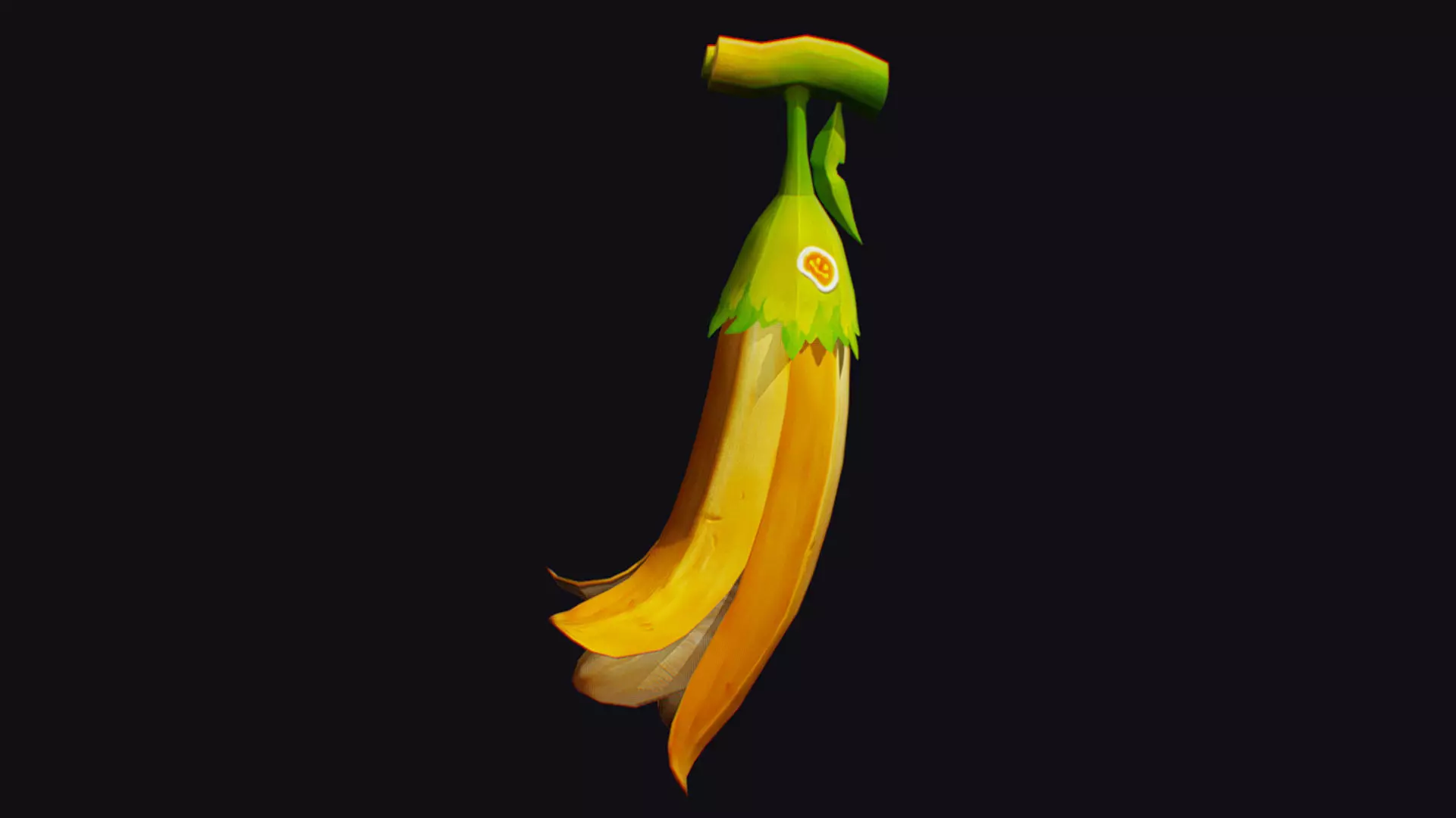Banana Fresh Fruit Berry Dangling Branch Cartoon Plant Low-poly 3D model_0