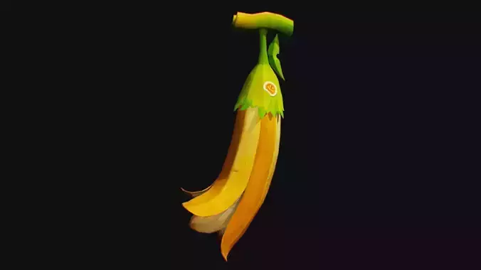 Banana Fresh Fruit Berry Dangling Branch Cartoon Plant Low-poly 3D model