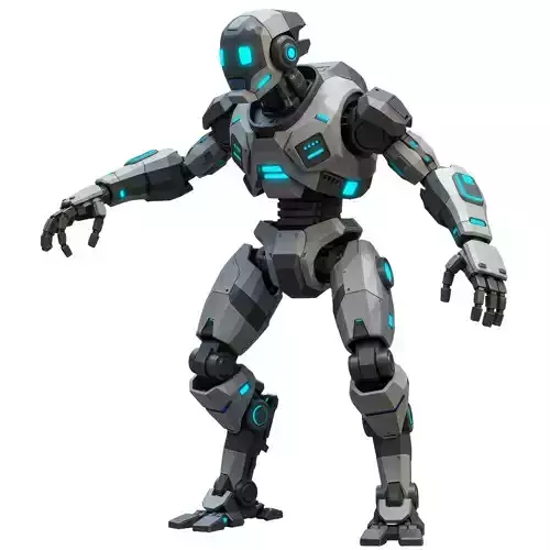 futuristic-gray-and-white-robot-with-glowing-blue