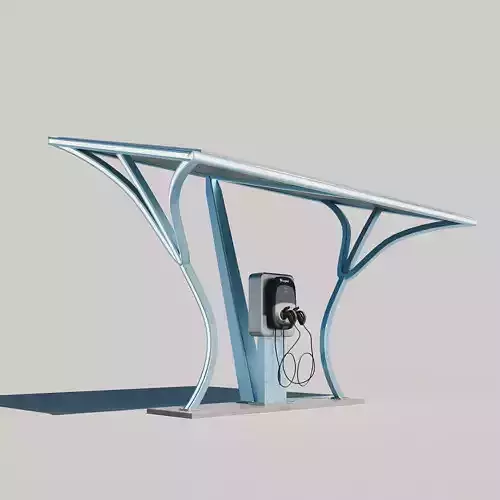 Modern Solar Carport with EV Charging Station 3D Model