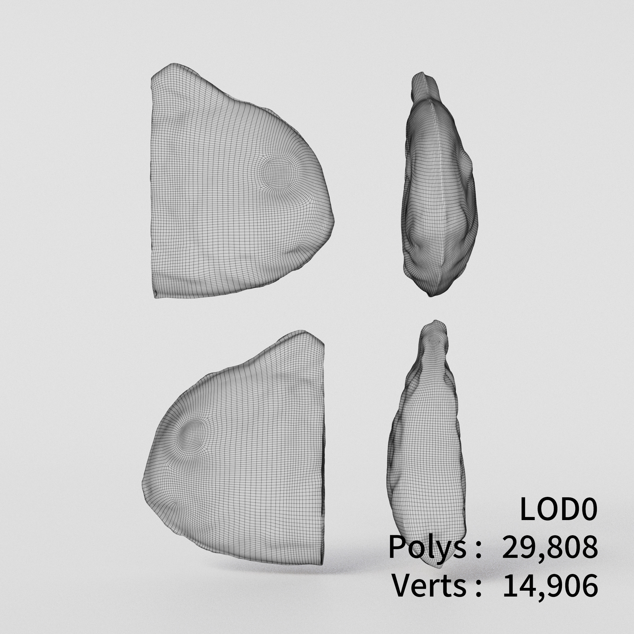 Cut Taiyaki 3D model Low-poly 3D model_2