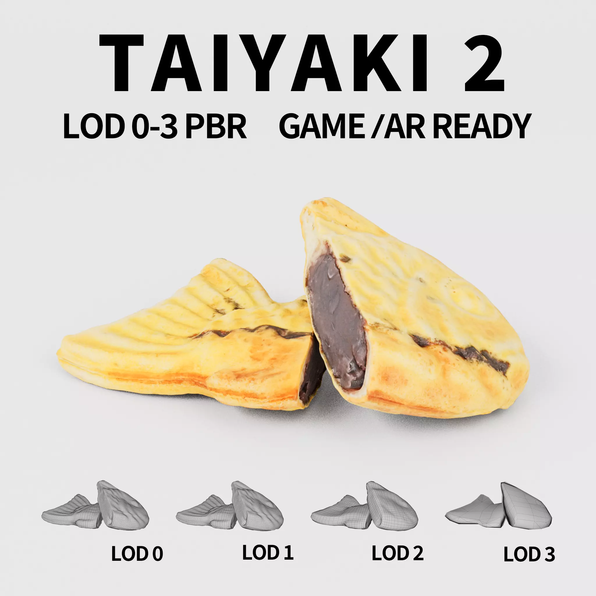 Cut Taiyaki 3D model Low-poly 3D model_0