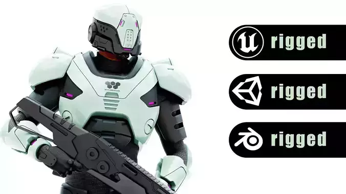 CYBORG SOL-10  Rigged for Unreal Engine - Unity - MIXAMO 3D model