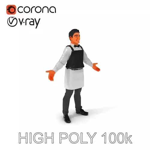 Elegant Waiter Character Model Pack