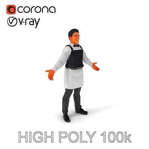 Elegant Waiter Character Model Pack Low-poly 3D model