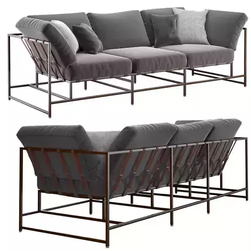 Grey Wool Sofa 3D model