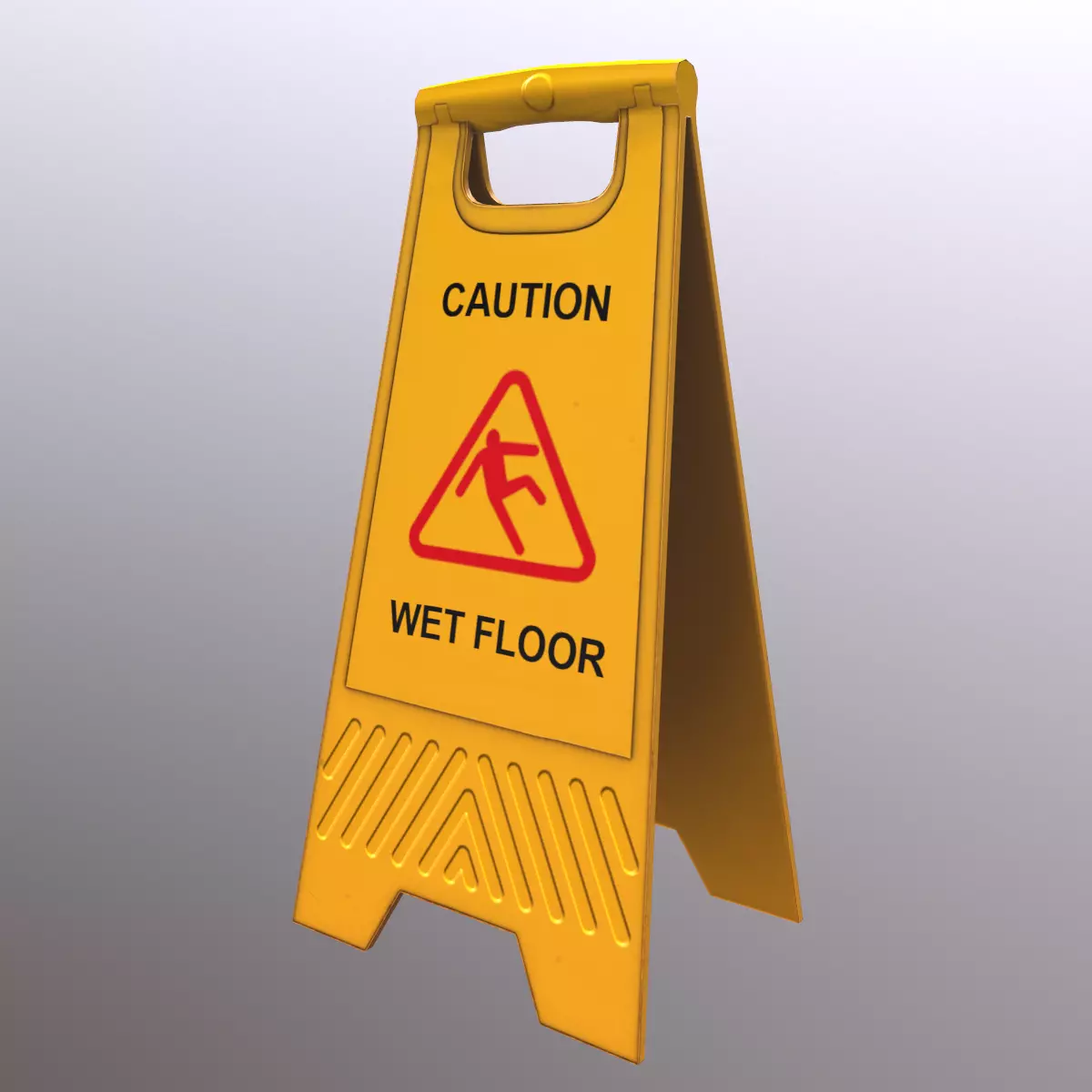 Caution Wet Floor Low Poly Low-poly 3D model_0
