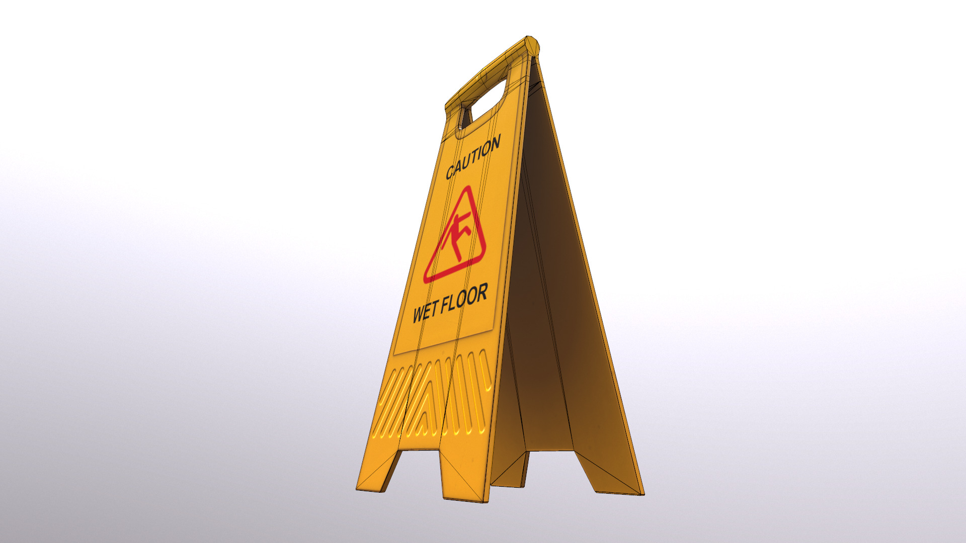 Caution Wet Floor Low Poly Low-poly 3D model_26