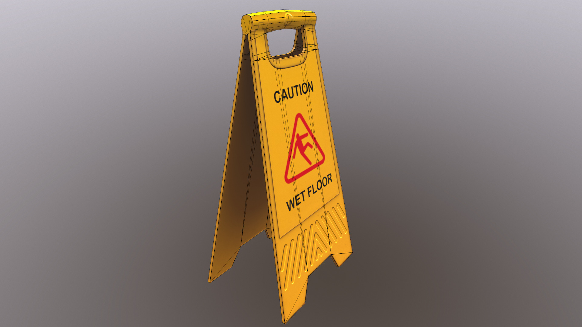 Caution Wet Floor Low Poly Low-poly 3D model_24