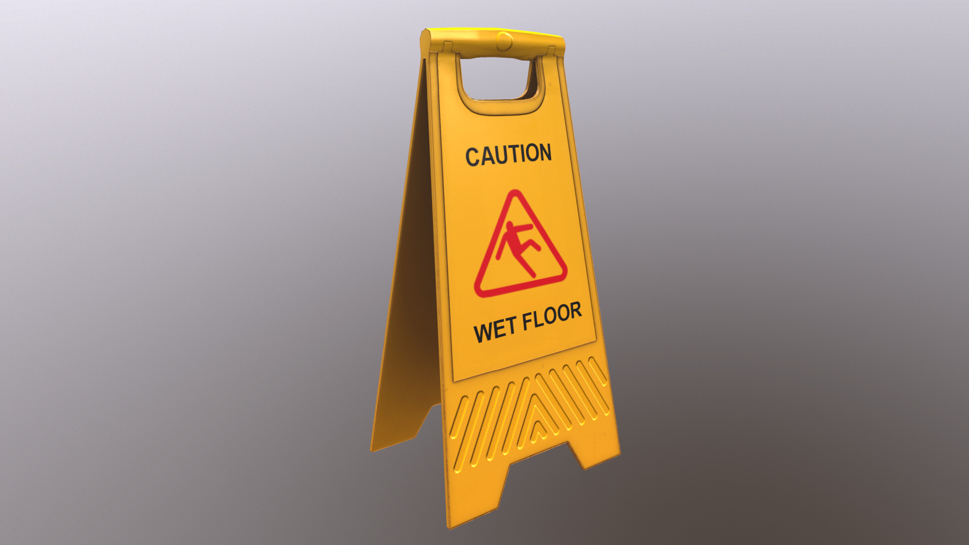 Caution Wet Floor Low Poly Low-poly 3D model_8