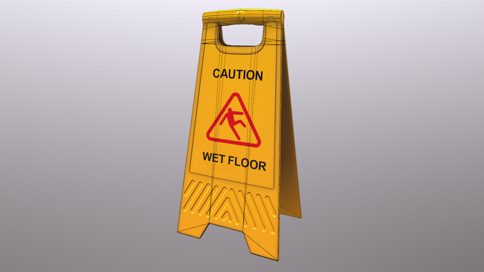 Caution Wet Floor Low Poly Low-poly 3D model_25
