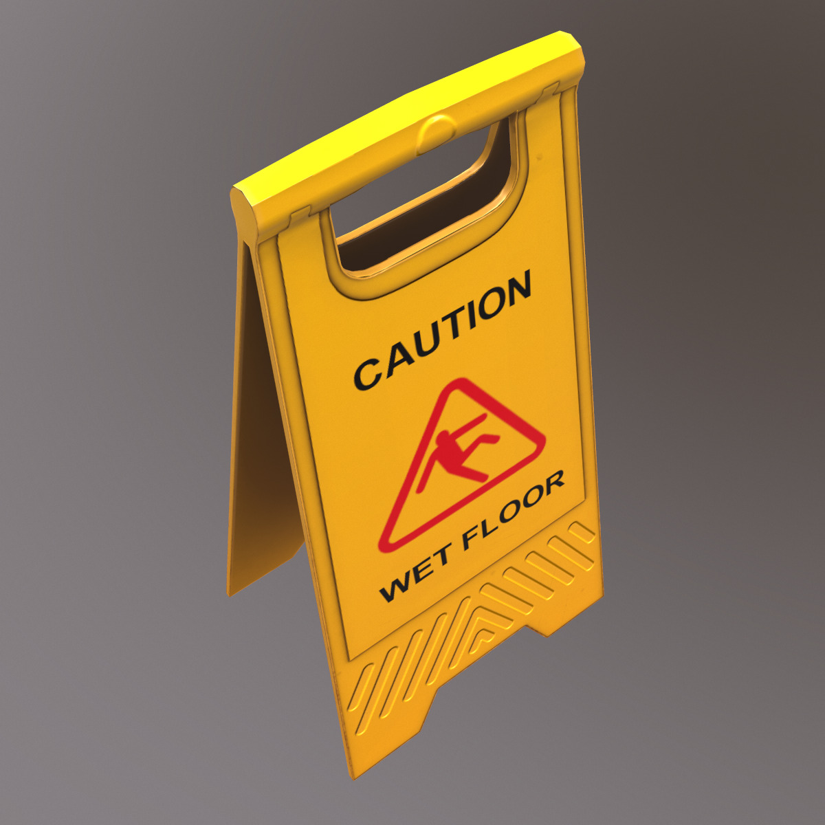 Caution Wet Floor Low Poly Low-poly 3D model_5