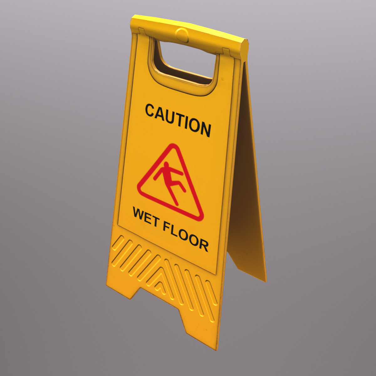 Caution Wet Floor Low Poly Low-poly 3D model_2