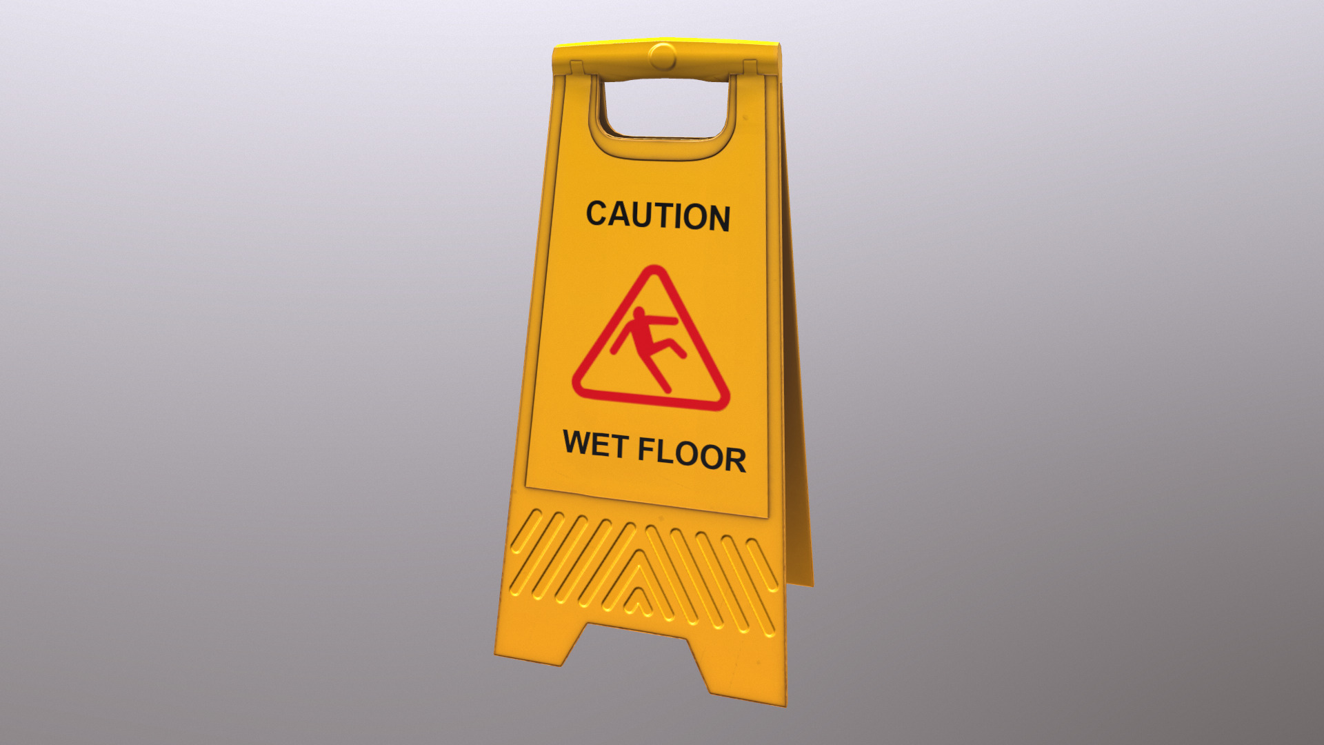 Caution Wet Floor Low Poly Low-poly 3D model_7