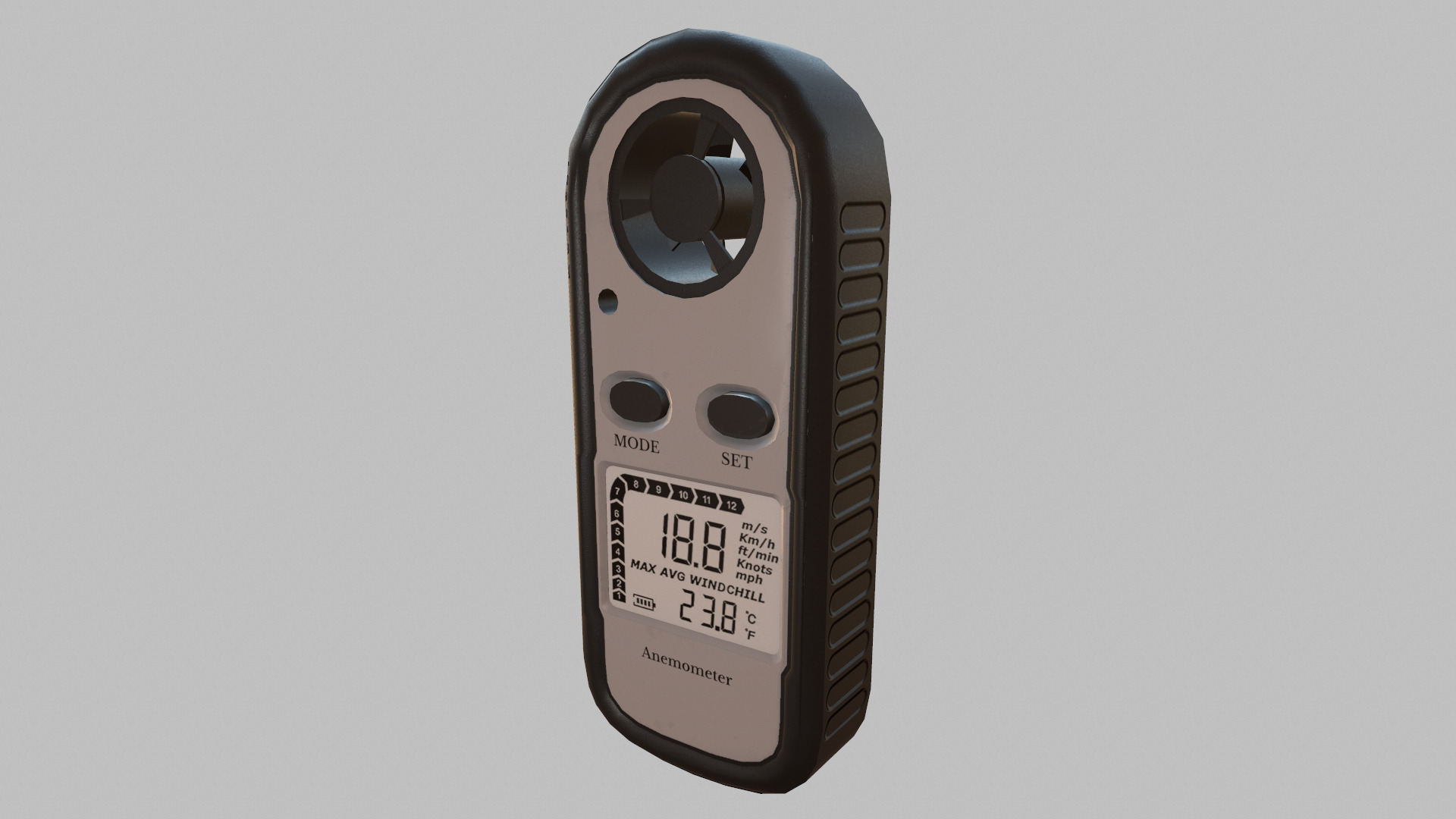 Digital Anemometer Low Poly Low-poly 3D model_8