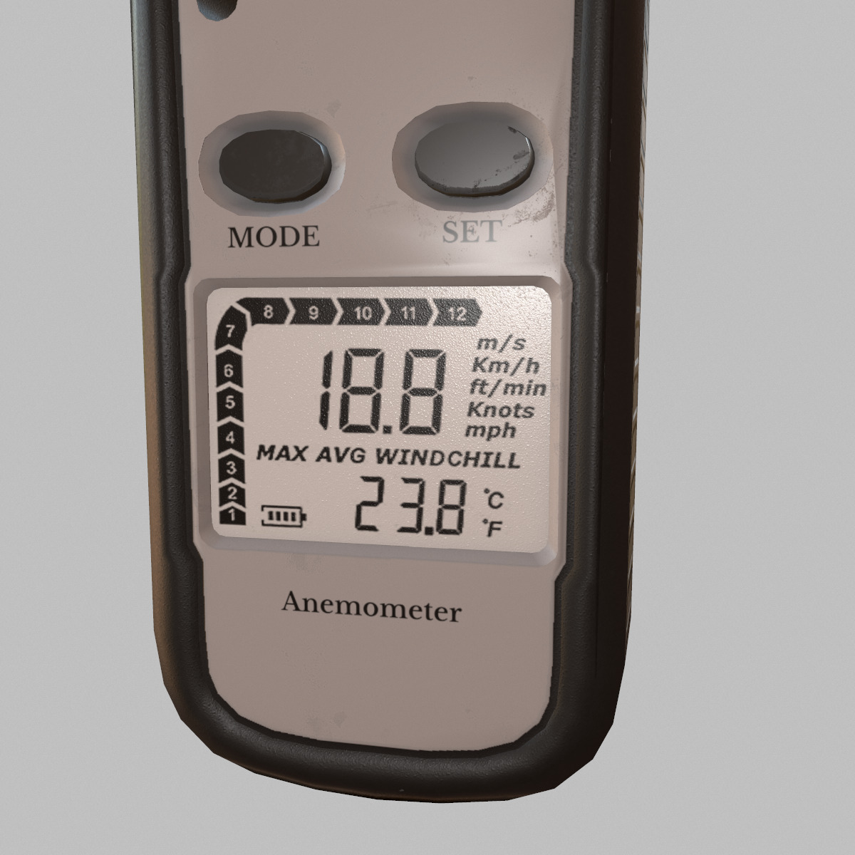 Digital Anemometer Low Poly Low-poly 3D model_7