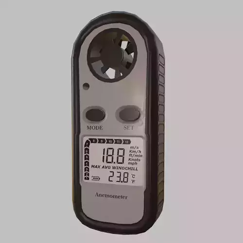 Digital Anemometer Low Poly Low-poly 3D model