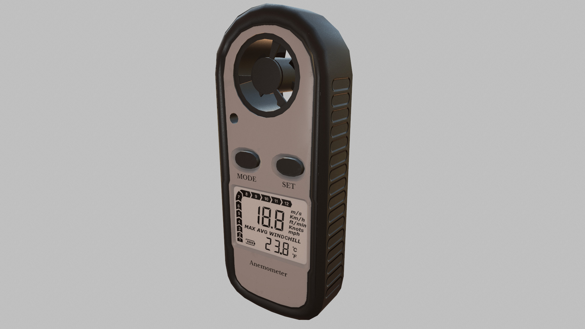 Digital Anemometer Low Poly Low-poly 3D model_11