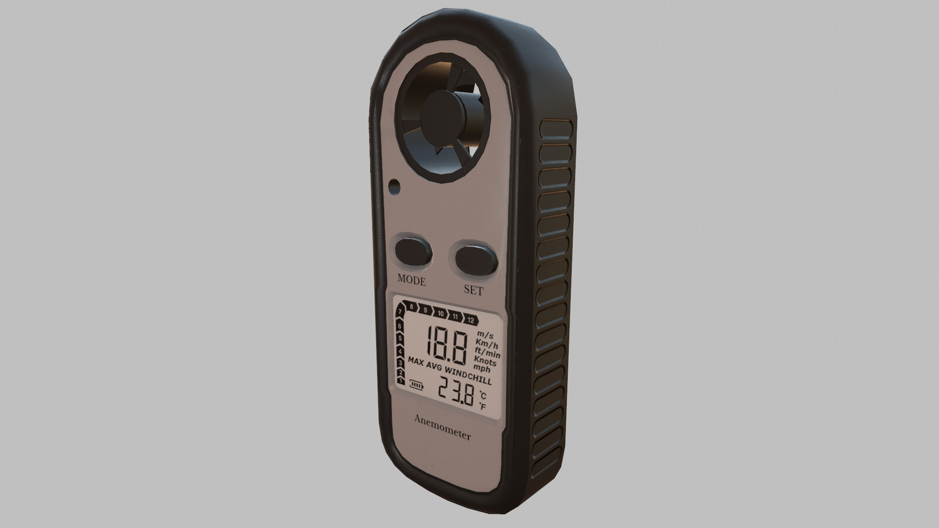 Digital Anemometer Low Poly Low-poly 3D model_16