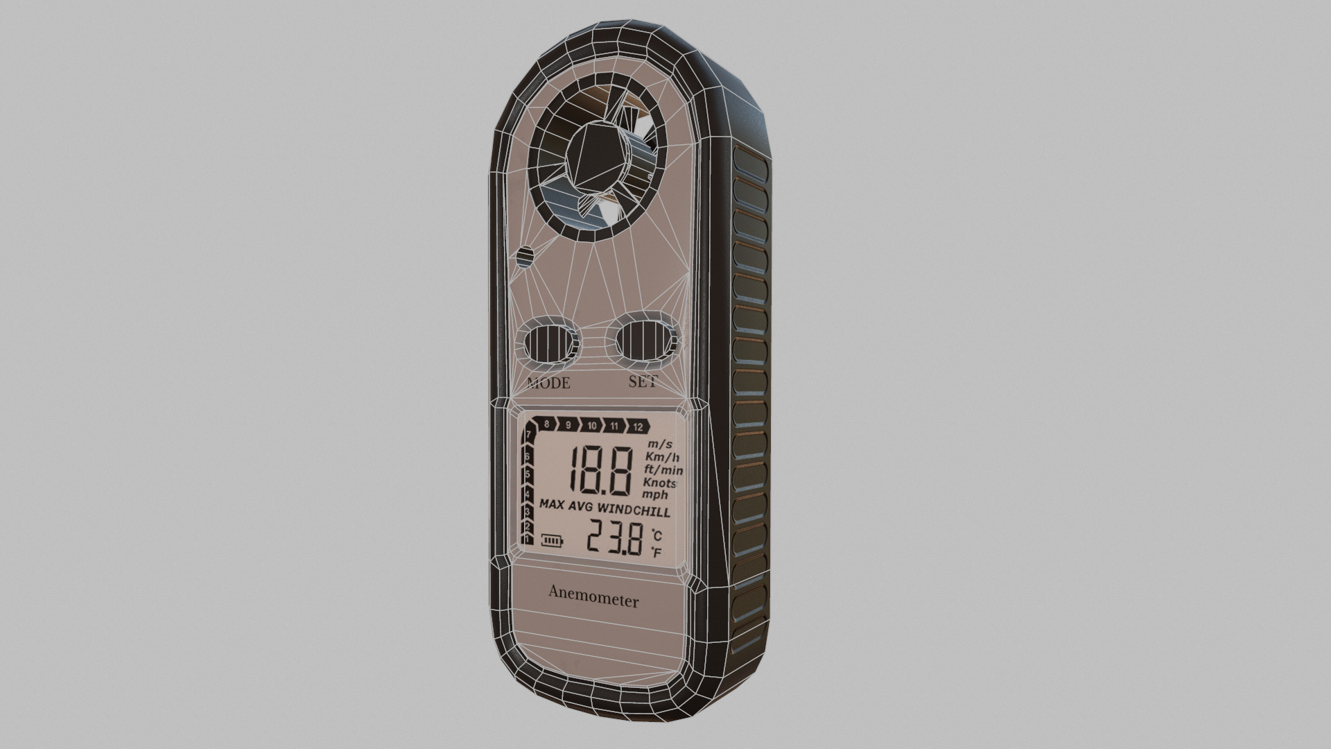 Digital Anemometer Low Poly Low-poly 3D model_23
