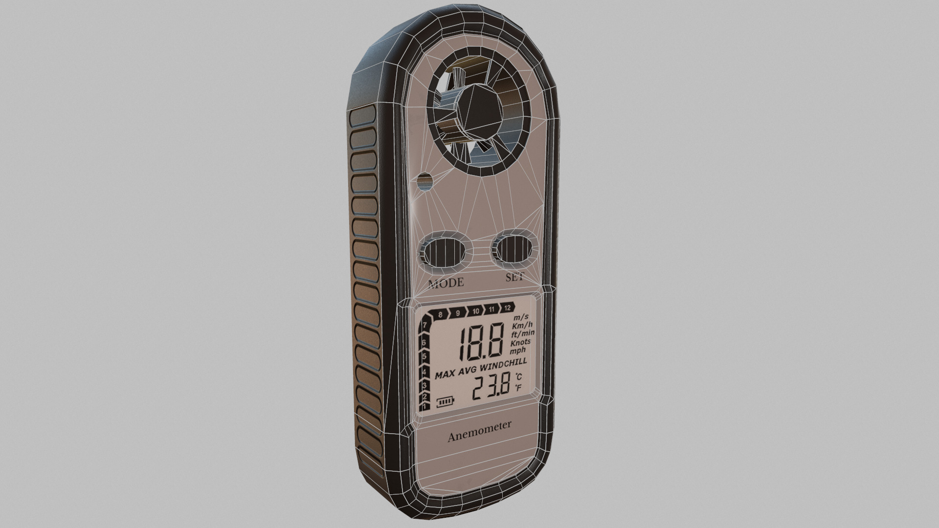 Digital Anemometer Low Poly Low-poly 3D model_24
