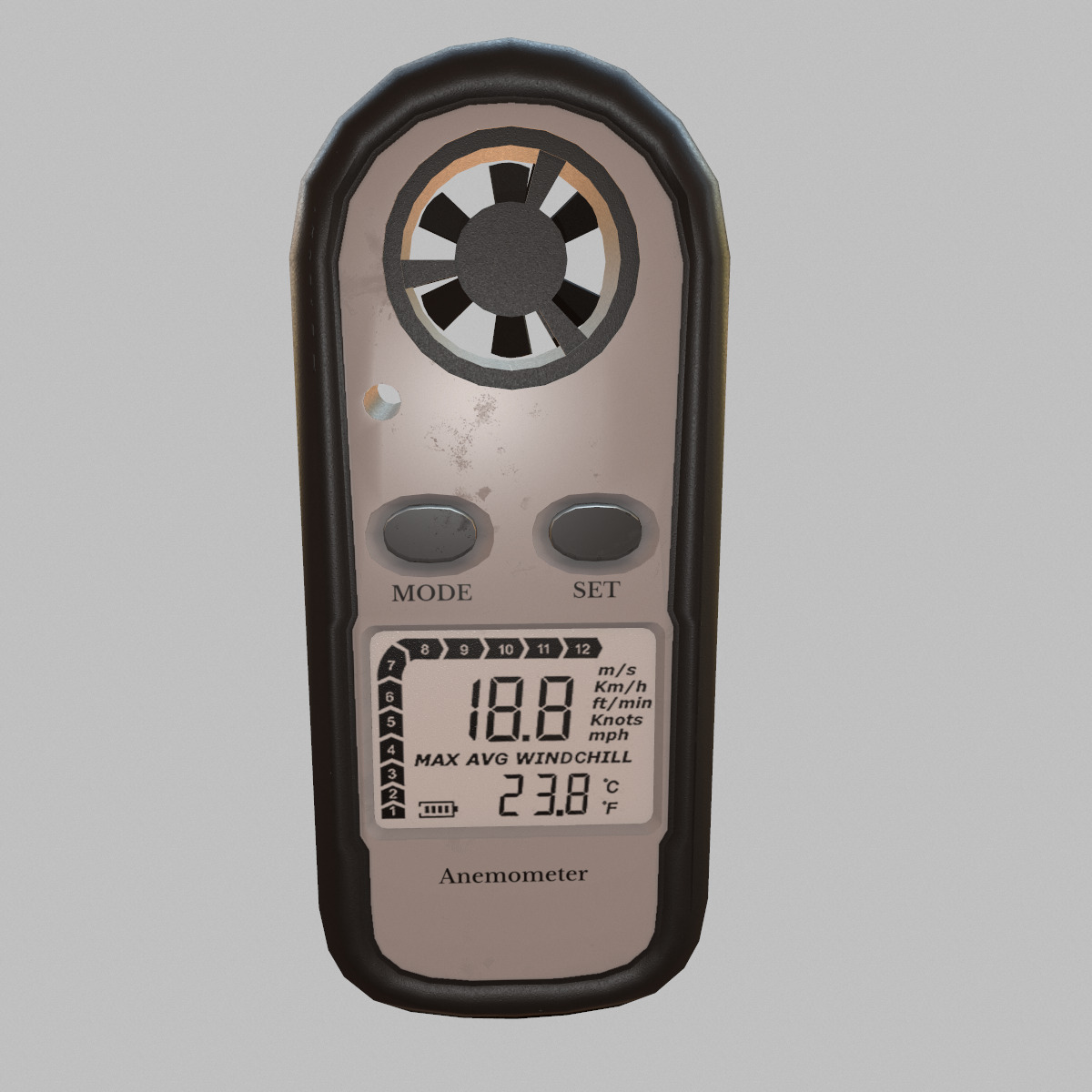 Digital Anemometer Low Poly Low-poly 3D model_3